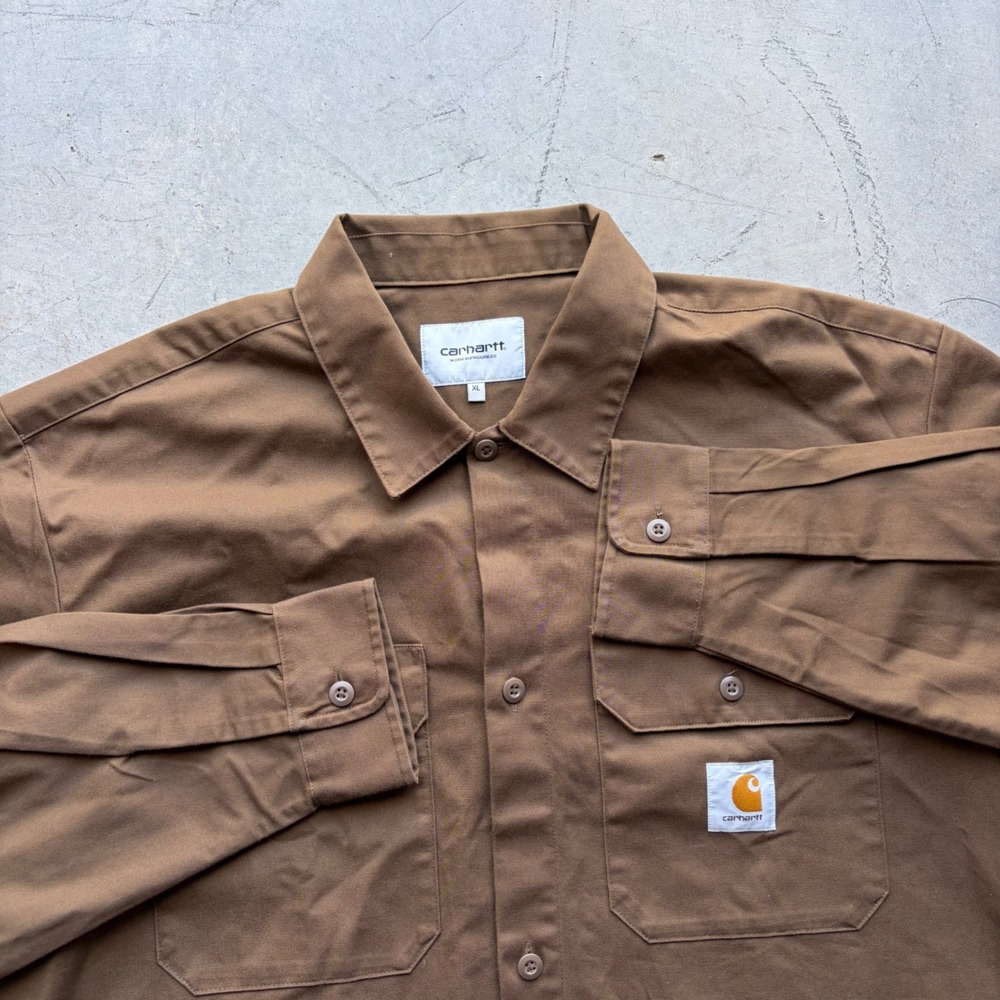 Carhartt WIP Mens L/S Craft Shirt Hamilton Brown XL Utility Workwear